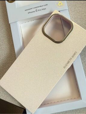 Elizabeth James square iPhone 16 Pro Max Case in Pearl Gold